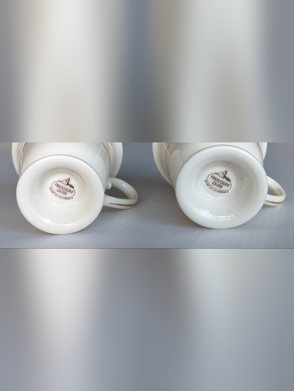 Vintage Franciscan Del Monte Demitasse Espresso Cups Set of 2 Gold Band USA - Picture 8 of 11